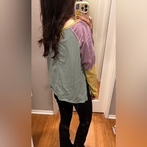 We the free Free people color combo oversized long sleeves top XS